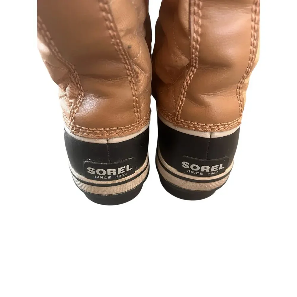 Sorel Womens Fawn Brown Waterproof Insulated Faux Fur Lined Boots Size 8